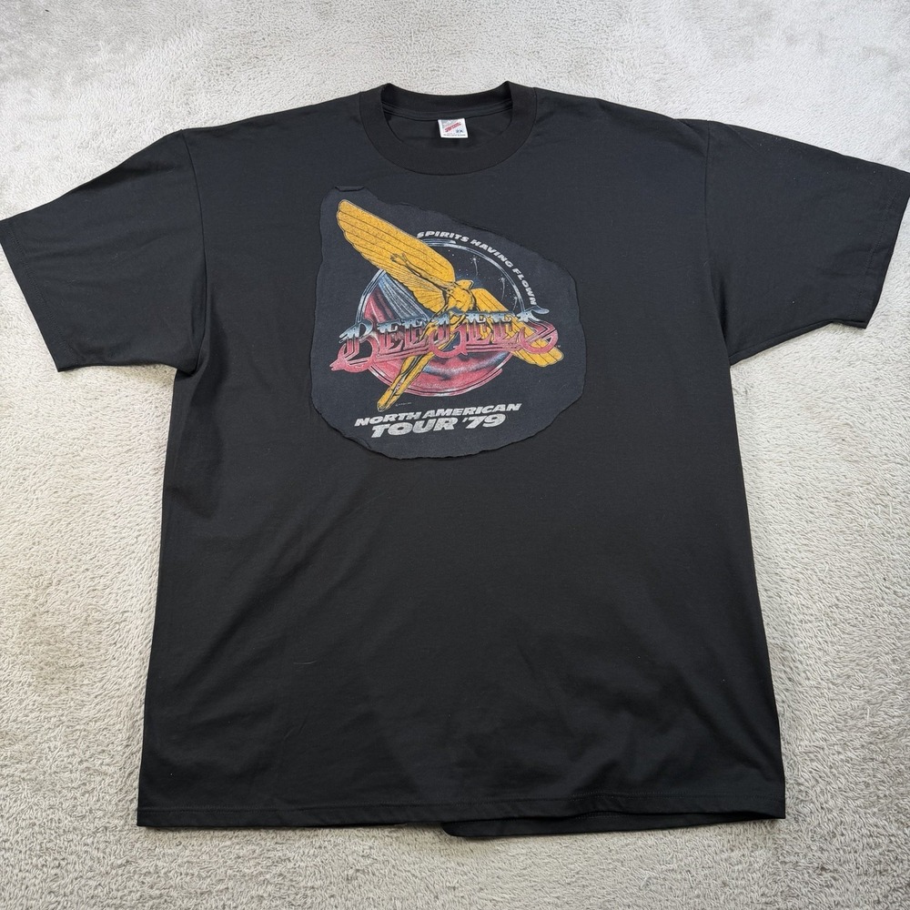 Vintage Bee Gees T-Shirt Mens 2XL Black North American Tour 1979 Made USA Tee